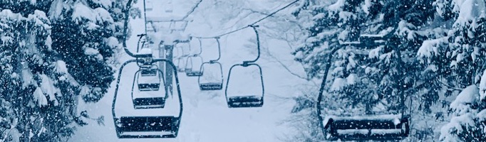 Photo from ski lift during heavy snow