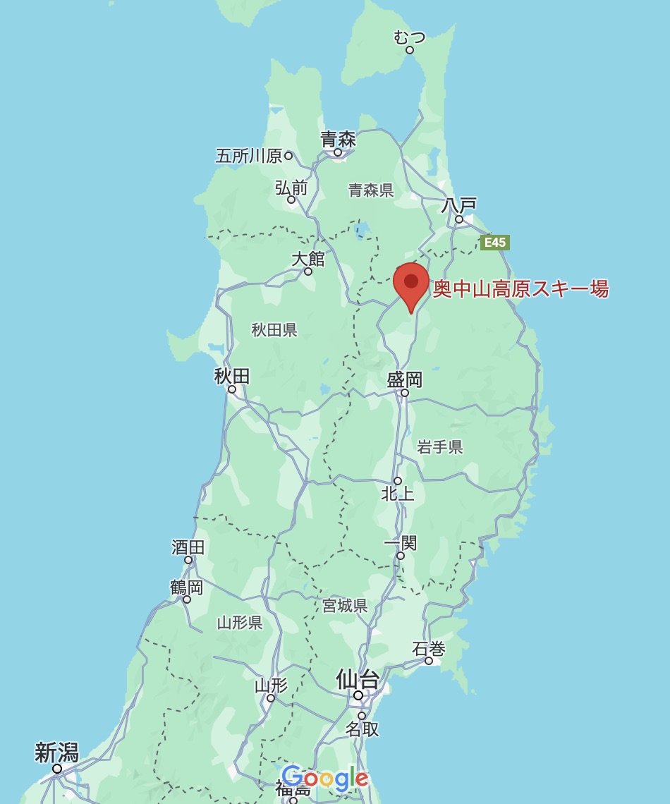 Google Maps image displaying Okunakayama Kogen