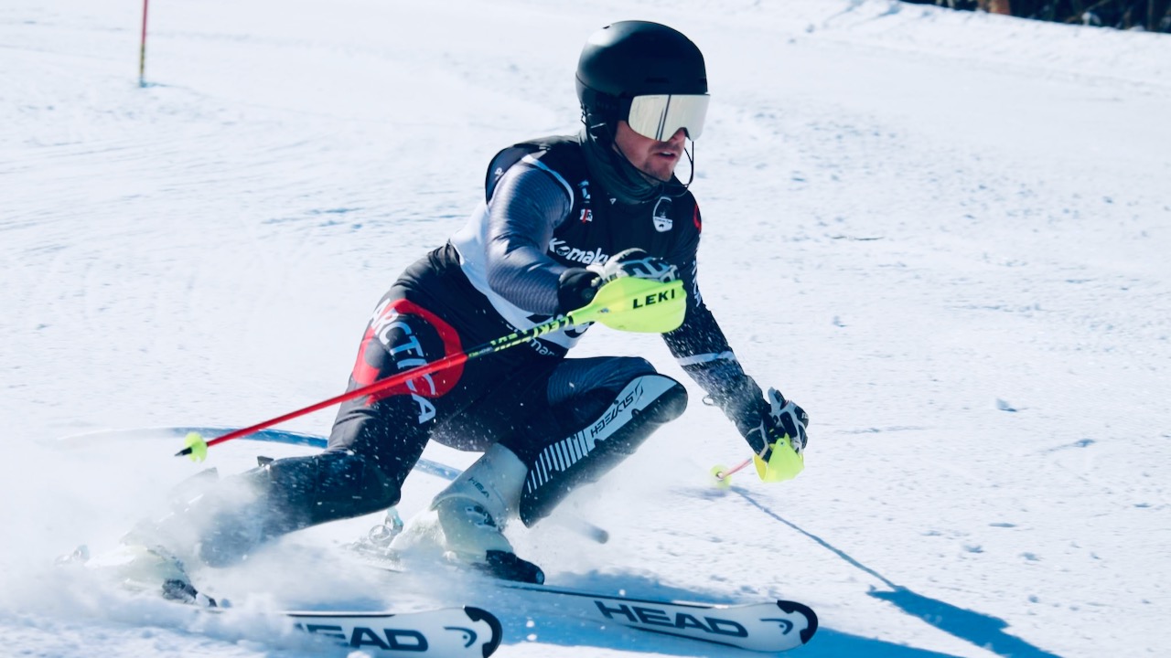 Author during the slalom race